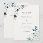 Rustieke Witte Bloemen Boho Off Witte Bruiloft Kaart (Voorkant / Achterkant)