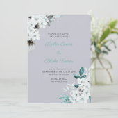 Rustieke Witte Bloemen Boho Wolk Grijs Bruiloft Kaart (Staand voorkant)