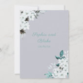 Rustieke Witte Bloemen Boho Wolk Grijs Bruiloft Kaart (Achterkant)
