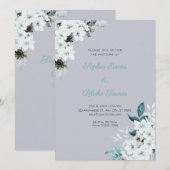 Rustieke Witte Bloemen Boho Wolk Grijs Bruiloft Kaart (Voorkant / Achterkant)
