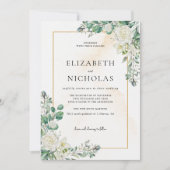 Rustieke Witte Bloemen Botanische bruiloft Kaart (Voorkant)