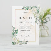 Rustieke Witte Bloemen Botanische bruiloft Kaart (Staand voorkant)