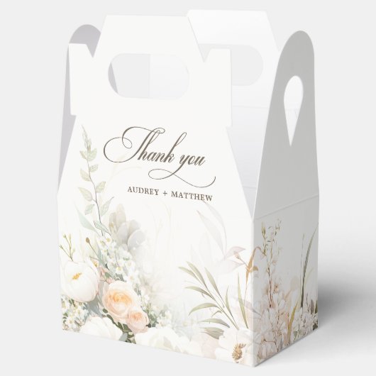 Rustieke witte bloemen bruiloft bedankdoosjes (Geopend)