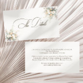 Rustieke witte bloemen bruiloft details informatiekaartje