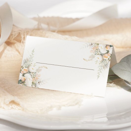 Rustieke witte bloemen bruiloft plaatskaartje