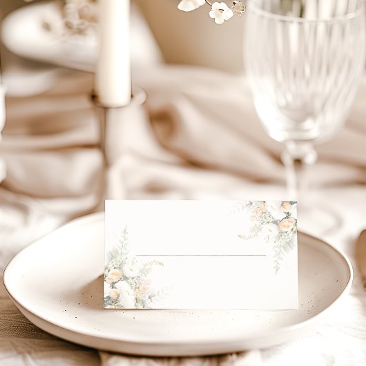 Rustieke witte bloemen bruiloft plaatskaartje