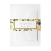 Rustieke  Witte Bloemen Gouden Groen Bruiloft Uitnodigingen Wikkel (Voorkant Voorbeeld)