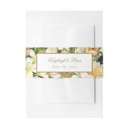 Rustieke  Witte Bloemen Gouden Groen Bruiloft Uitnodigingen Wikkel