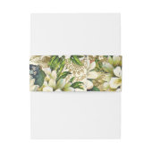 Rustieke  Witte Bloemen Gouden Groen Bruiloft Uitnodigingen Wikkel (Achterkant Voorbeeld)