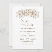 Rustieke Witte Bloemen Huwelijk Save The Date Kaart (Voorkant)