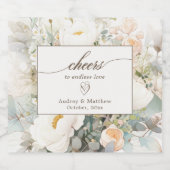 Rustieke witte bloemen juichen bruiloft sparkling wijnetiket (Enkel label)