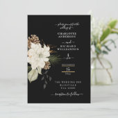 Rustieke witte bloemen met Pinecone Ion Zwart Kaart (Staand voorkant)