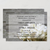 Rustieke witte bloemen repetitie diner uitnodiging (Voorkant / Achterkant)