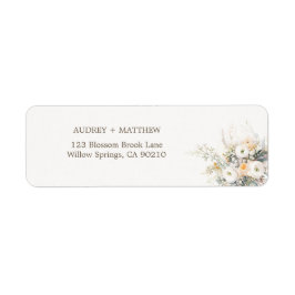 Rustieke witte bloemen retouradres etiket