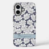 Rustieke witte bloemen schets blauwe tint aangepas Case-Mate iPhone case (Achterkant)