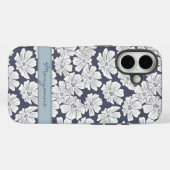 Rustieke witte bloemen schets blauwe tint aangepas Case-Mate iPhone case (Achterkant (horizontaal))