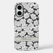 Rustieke witte bloemen schets zwart grijs aangepas Case-Mate iPhone case (Achterkant)