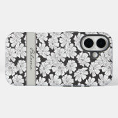 Rustieke witte bloemen schets zwart grijs aangepas Case-Mate iPhone case (Achterkant (horizontaal))