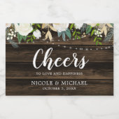 Rustieke Witte Bloemen String Lights Bruiloft Mini Sparkling Wijnetiket (Enkel label)