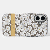Rustieke witte bloemenschets geelgrijs aangepaste Case-Mate iPhone case (Achterkant (horizontaal))