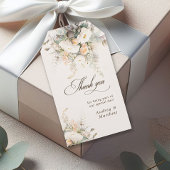 Rustieke witte blooms bruiloft dank u cadeaulabel