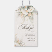 Rustieke witte blooms bruiloft dank u cadeaulabel (Voorkant)