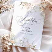 Rustieke witte blooms bruiloft opslaan van de datu aankondigingskaart