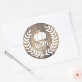 Rustieke Witte Boerderij Laurier Bescheiden Houten Ronde Sticker (Envelop)