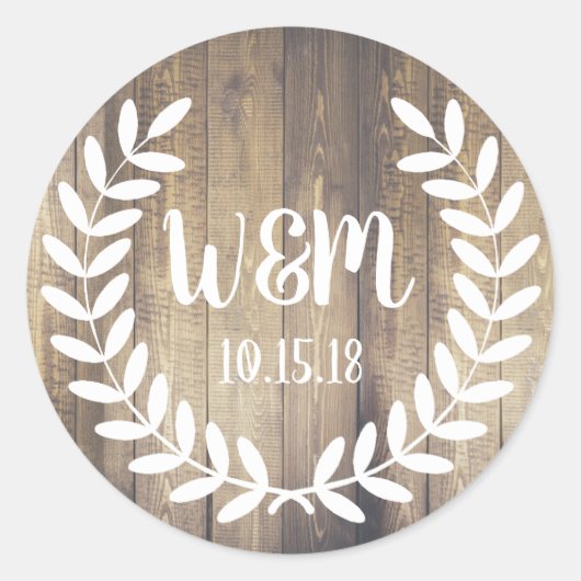 Rustieke witte boerderij laurier boomstam hout ronde sticker (Voorkant)