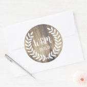 Rustieke witte boerderij laurier takken schuur hou ronde sticker (Envelop)