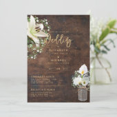 Rustieke Witte Calla Lelie Bloemen Bruiloft Digita Kaart (Staand voorkant)