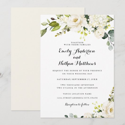 Rustieke Witte Champagne Bloemen Huwelijk Kaart (Voorkant / Achterkant)