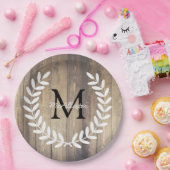 Rustieke Witte Country Laurels Licht Schuur Hout Papieren Bordje (Feest)