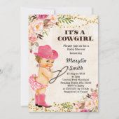 Rustieke Witte Cowgirl Baby shower Kaart (Voorkant)