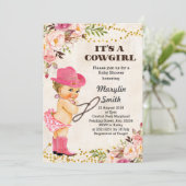 Rustieke Witte Cowgirl Baby shower Kaart (Staand voorkant)