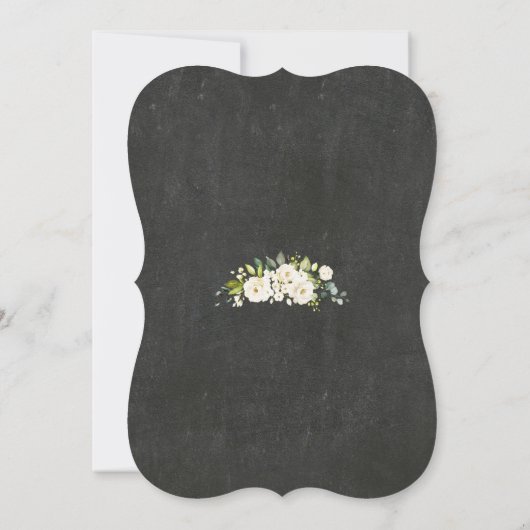 Rustieke witte crème bloemenkalkbordhuwelijk kaart (Achterkant)