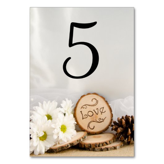 Rustieke Witte Daisies Woodland Trouwtafel Nummer Kaart (Voorkant)