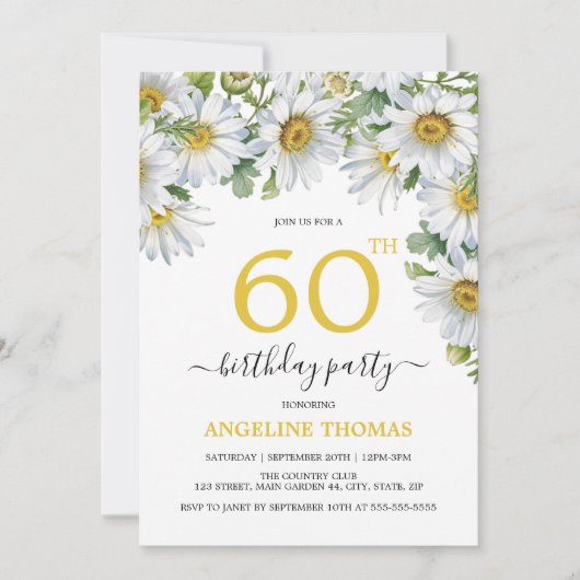 Rustieke Witte Daisy Bloemen Botanische Verjaardag Kaart (Voorkant)