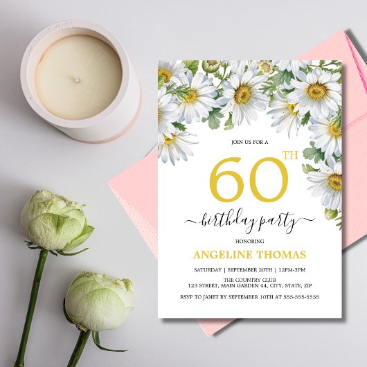 Rustieke Witte Daisy Bloemen Botanische Verjaardag Kaart