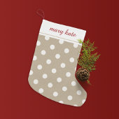 Rustieke witte Faux Burlap Polka Dot Kleine Kerstsok