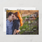 Rustieke Witte Foto Save the Date Briefkaart (Voorkant / Achterkant)