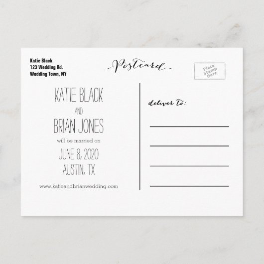 Rustieke Witte Foto Save the Date Briefkaart (Achterkant)