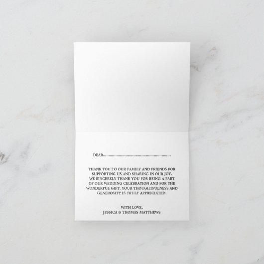 Rustieke witte frame- en schoolbordhuwelijkscollec bedankkaart (Binnen)