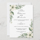 Rustieke witte gardenia en eucalyptus bruiloft kaart (Voorkant)