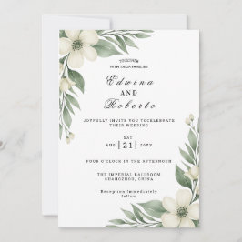 Rustieke witte gardenia en eucalyptus bruiloft kaart