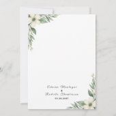 Rustieke witte gardenia en eucalyptus bruiloft kaart (Achterkant)