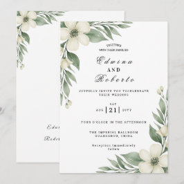 Rustieke witte gardenia en eucalyptus bruiloft kaart