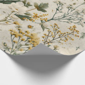 Rustieke witte gele botanische vintage bloem cadeaupapier (Hoek)