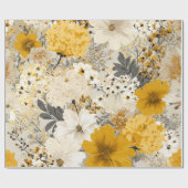 Rustieke witte gele botanische vintage bloem cadeaupapier (Vlak)