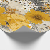 Rustieke witte gele botanische vintage bloem cadeaupapier (Hoek)